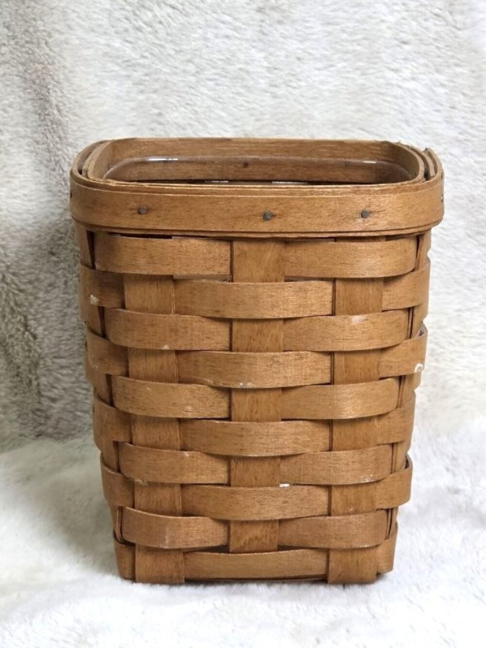 Vintage 6" Tall Longaberger Tall  Spoon / Peg Basket & Plastic Protector Insert